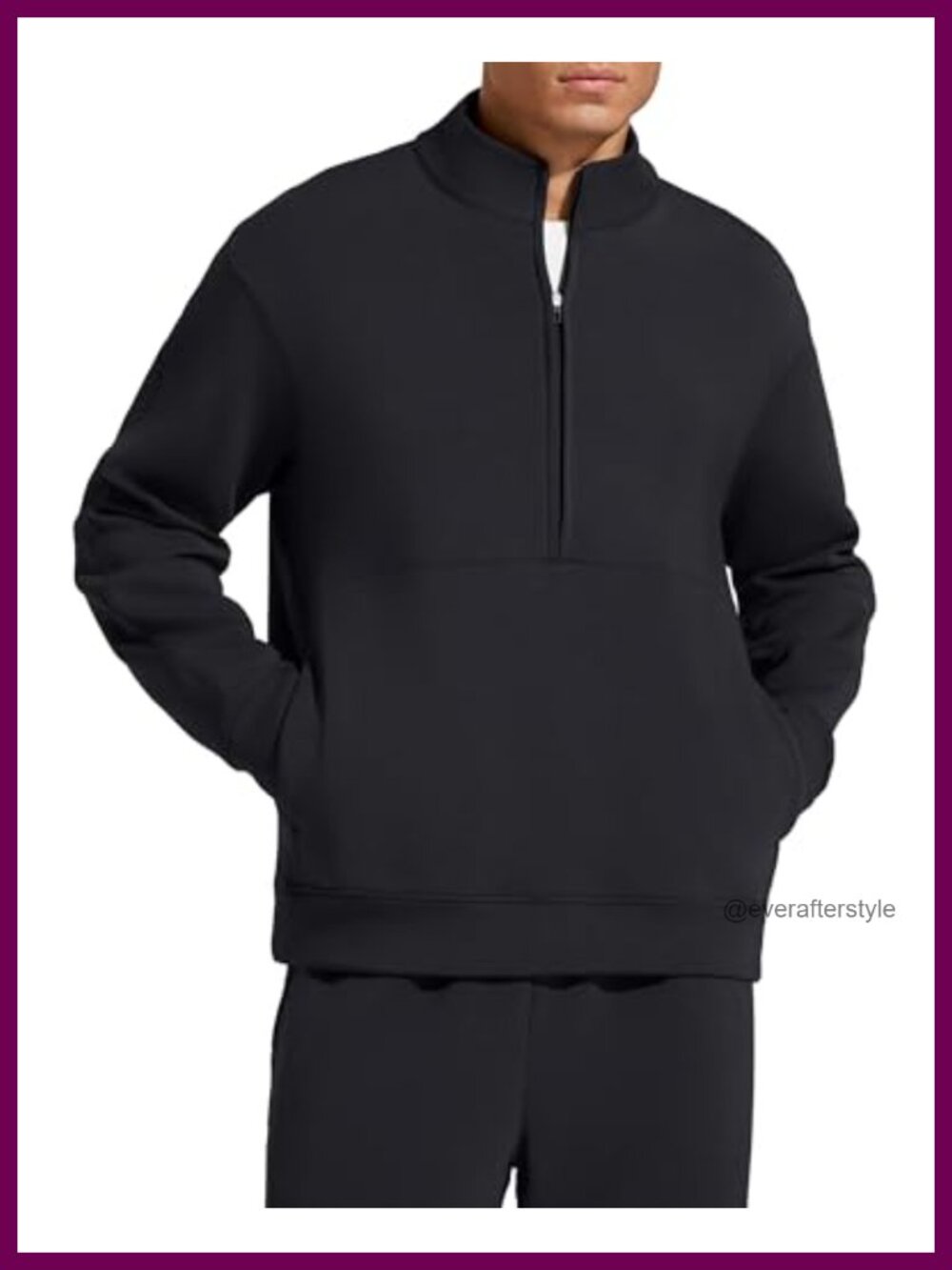Men's Half Zip Fleece Sweatshirt Mock Neck Pullover Kangaroo Pocket Casual